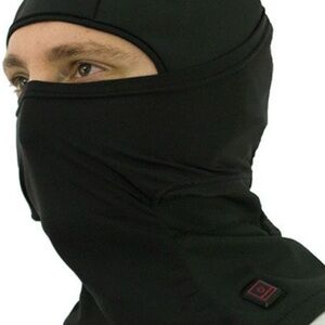 Rechargeable Sharper Image Black Heated Hoodie Face Mask